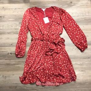 V Neck Ruffle Floral Dress